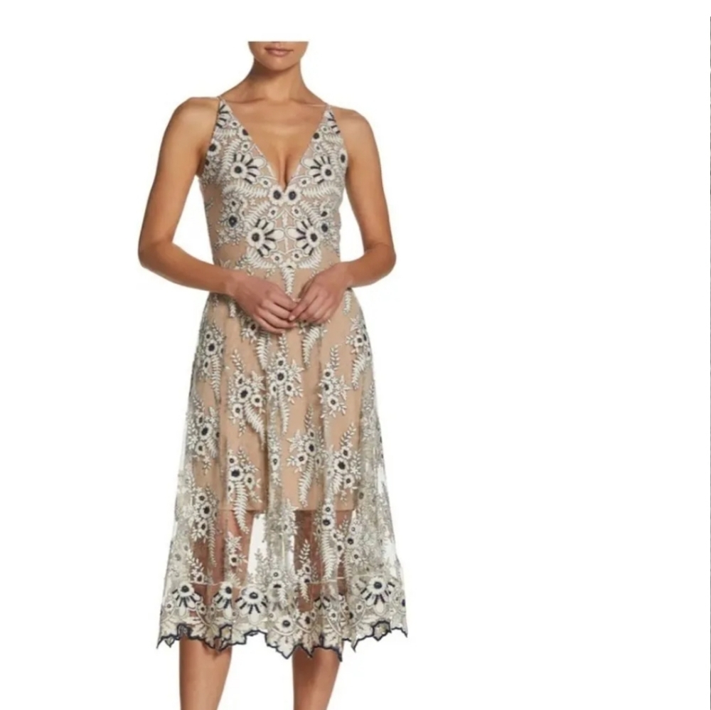 DRESS THE POPULATION MIDI DRESS SIZE XL
